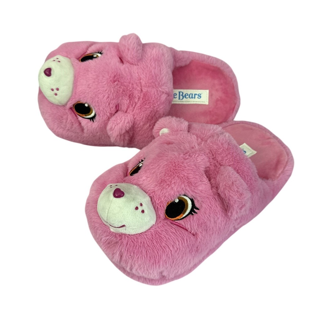 Pink Care Bears Cheer Bear Plush Adult Slippers L/XL Memory Foam‎ Retro Kidcore